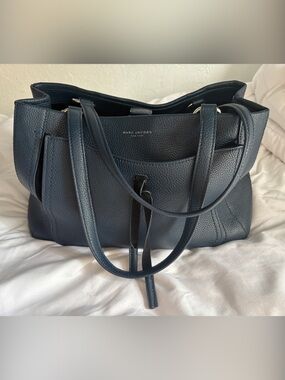 Marc Jacobs Pebbled Leather Tote in Navy Blue